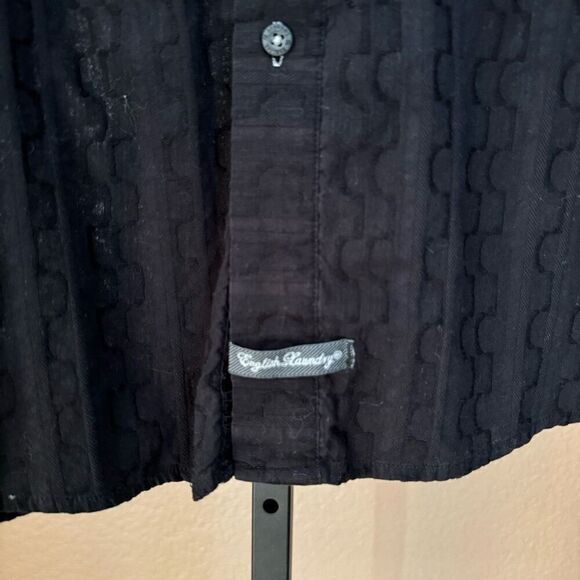 English Laundry Christopher Wicks L Embroidered Button Up Black White Hand Sewn - Picture 6 of 10